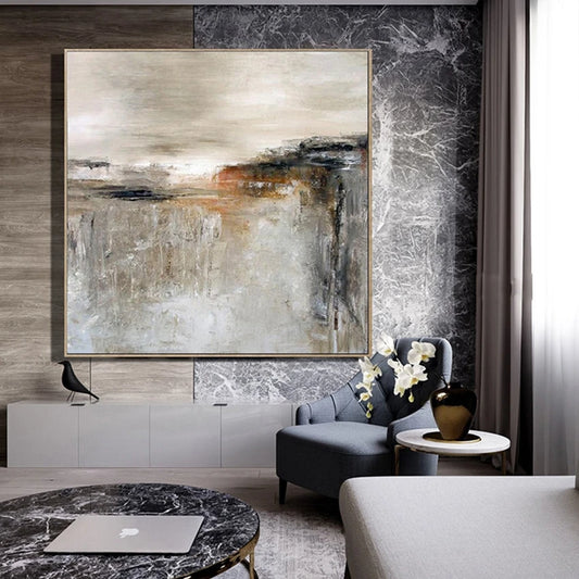 Abstract Gold Foil Wall Posters for Christmas Decoration, Hand Painted Oil Painting on Canvas, Hanging Pictures for Living Room Peaceful Pleasures Health and Wellness