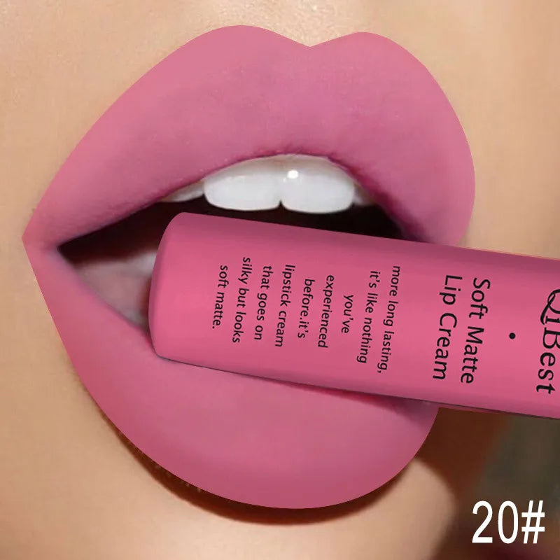Nude Matte Lip Gloss Long-lasting Velvet Lipstick Waterproof Non-stick Cup Sexy Red Dark Lip Tint Purple Black Lip Glaze Makeup Peaceful Pleasures Health and Wellness 20