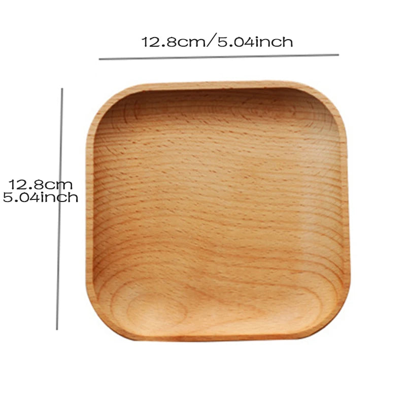 Round & Square Wooden Serving Plate – Eco-Friendly Wood Snack Tray for Fruit, Cake, Sushi & Dessert