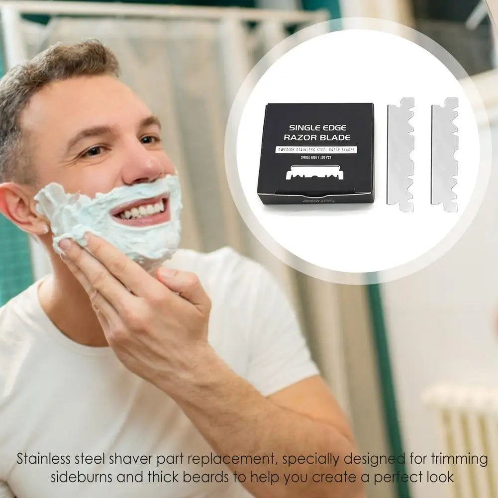 100-Pack Single Edge Stainless Steel Razor Blades for Men