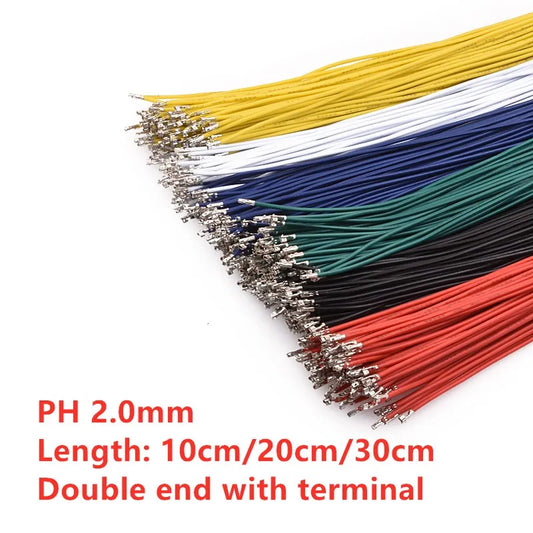 50pcs/Lot PH 2.0MM Terminal Wire Double Head with Terminal Without Housing 10cm 20cm 30cm Female To Female Electronic Wire 26AWG Peaceful Pleasures Health and Wellness Black 10CM