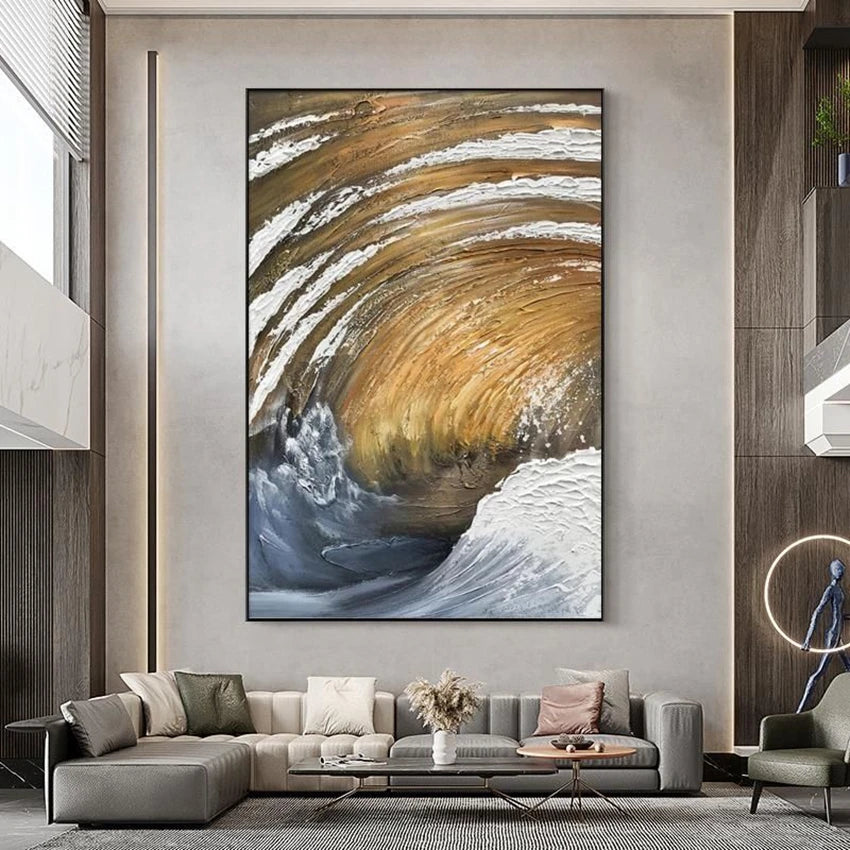 Sea Spin Hand Drawn Porch Oil Painting Living Room Sofa Wall Decoration Picture Vertical Mural Corridor Bedroom Hanging Poster Peaceful Pleasures Health and Wellness No frame 50cmx70cm