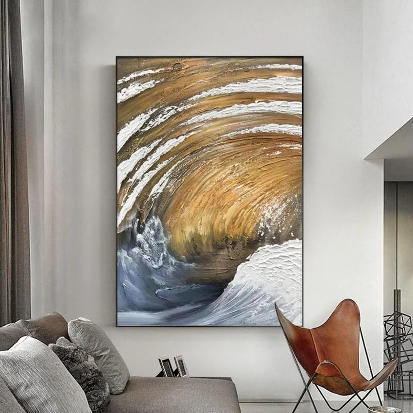 Sea Spin Hand Drawn Porch Oil Painting Living Room Sofa Wall Decoration Picture Vertical Mural Corridor Bedroom Hanging Poster Peaceful Pleasures Health and Wellness