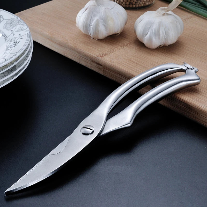 Stainless Steel Poultry Kitchen Shears with Safety Lock – Heavy-Duty Scissors for Chicken, Duck, Fish & Meat
