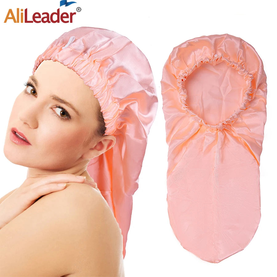 Long Sleep Cap For Women 1 Pack Large Soft Elastic Band Satin Bonnet For Braids Dreadlocks Long Curly Hair 12 Colors Choose Peaceful Pleasures Health and Wellness