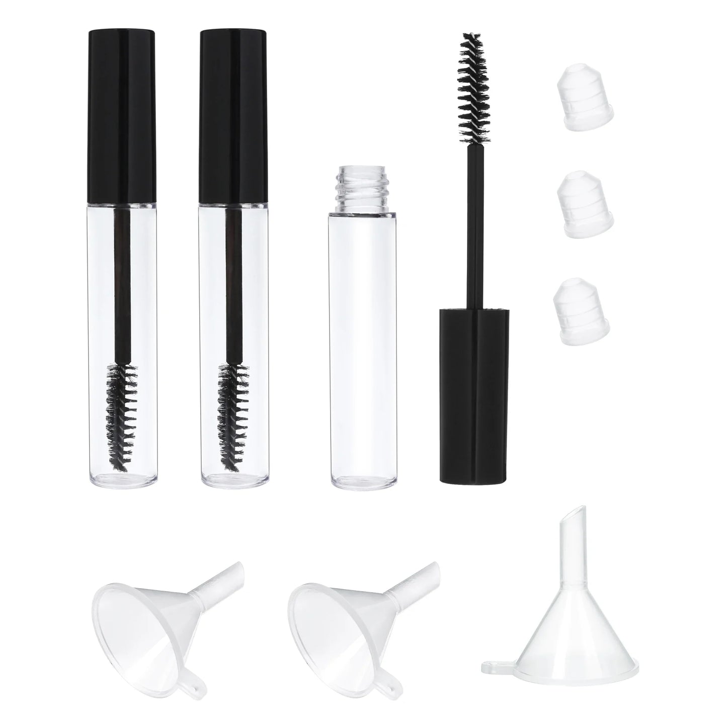 3-Pack 10ml Empty Mascara Tubes with Wand & Funnel | Refillable