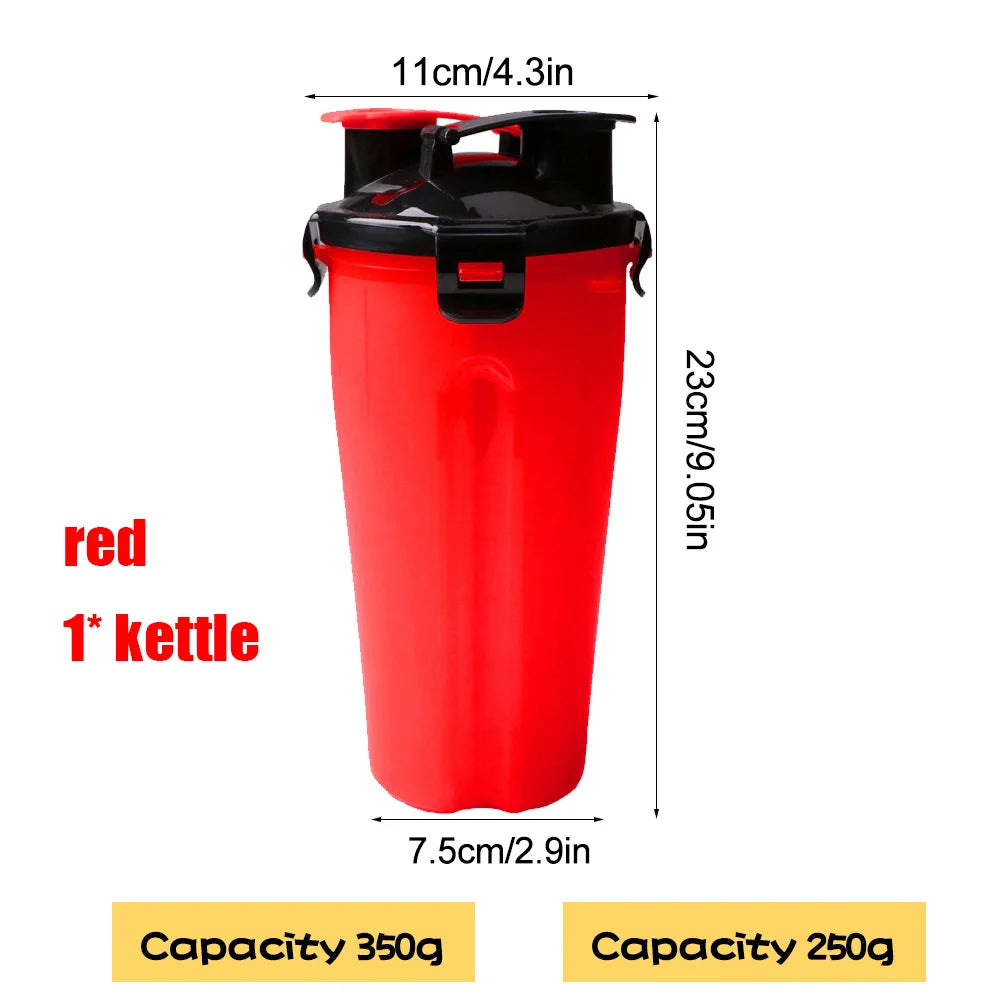 2-in-1 Portable Pet Water & Food Container with Foldable Silicone Bowl | Travel Dog & Cat Feeder – 350ml + 250g