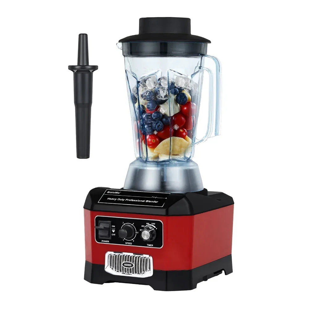 BPA Free Heavy Duty Professional Commercial Bar Blender Food Mixer Juicer Ice Crusher Smoothie Maker Max 2200W Peaceful Pleasures Health and Wellness Red US Plug United States
