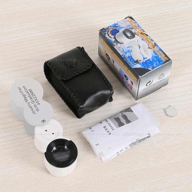 45X Portable with Scale Measuring Magnifying Glass Folding Loupe LED Lamp UV Money Detector Antique Jewelry Antique Appraisal Peaceful Pleasures Health and Wellness