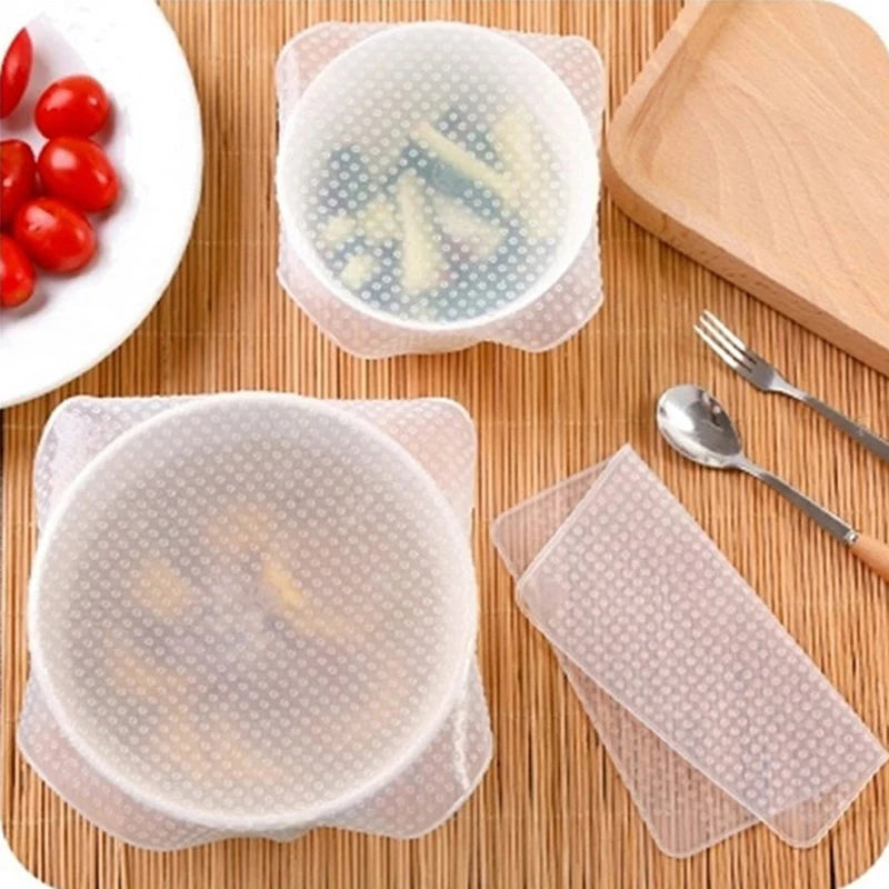Reusable Silicone Stretch Lids 4-Piece Food Storage Cover Set