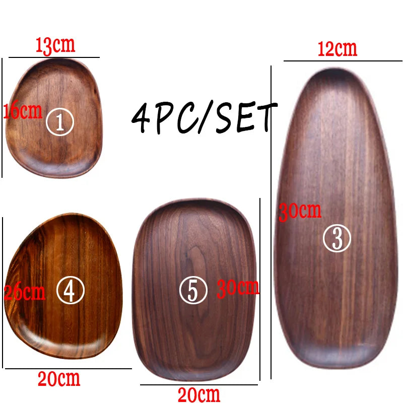 Irregular Oval Solid Acacia Wood Serving Plate & Tray | Natural Grain – Fruit, Dessert, Charcuterie & Tea