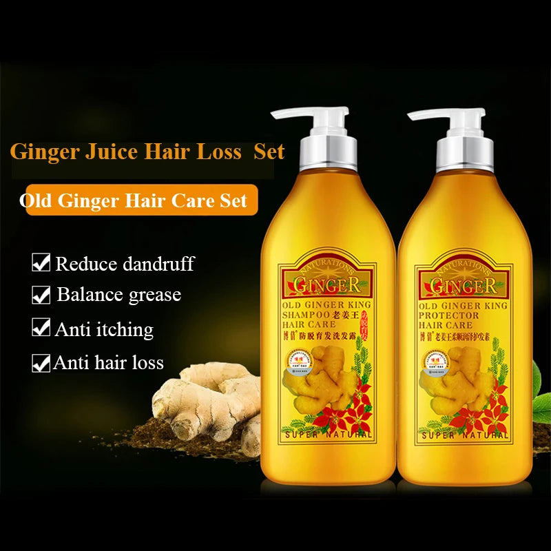 BOQIAN Professional Ginger Hair Shampoo 500ml Hair Conditioner Treatment 500ml Hair Care Set Moisturizing Clean Anti Hair Loss Peaceful Pleasures Health and Wellness