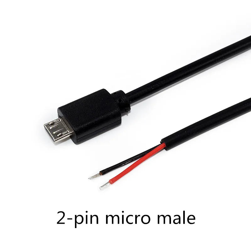 1pcs Micro USB 2.0 Female Jack Android Interface 4 Core 2 Core Male Female Power Data Charge Cable Cord Connector 30CM Cable Peaceful Pleasures Health and Wellness 2pin micro male