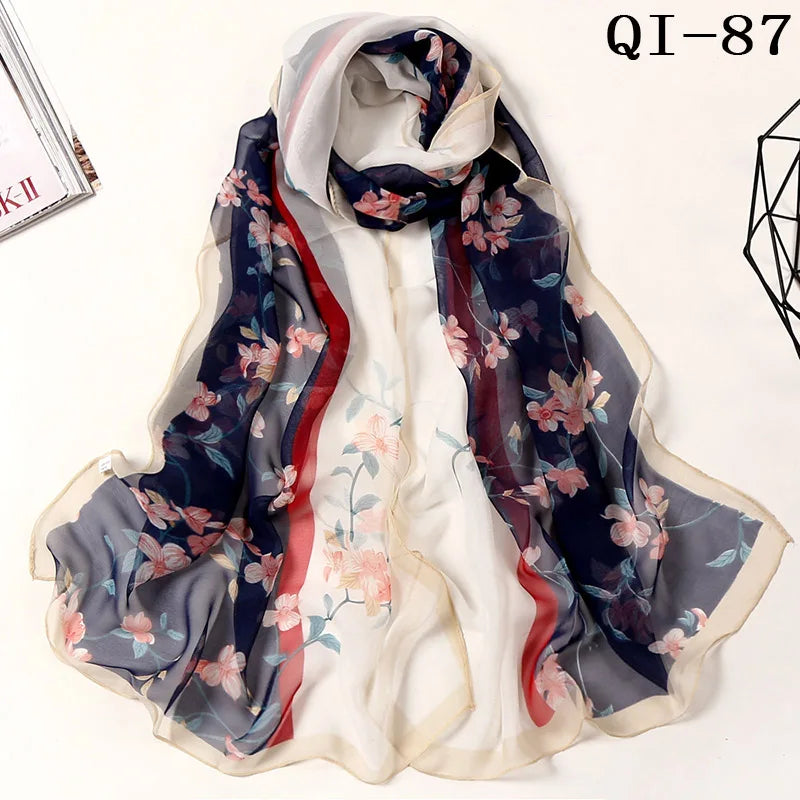 Multiple Lotus Leaf Flower Chiffon Georgette Bandana Scarf Women