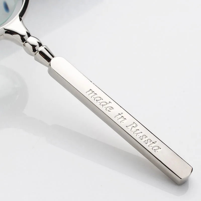 60Mm Magnifying Glass Handheld Magnifier Classic Russian 8X Antique Metal Crafts for Antique Jade Jewelry Newspaper Book Reading Peaceful Pleasures Health and Wellness