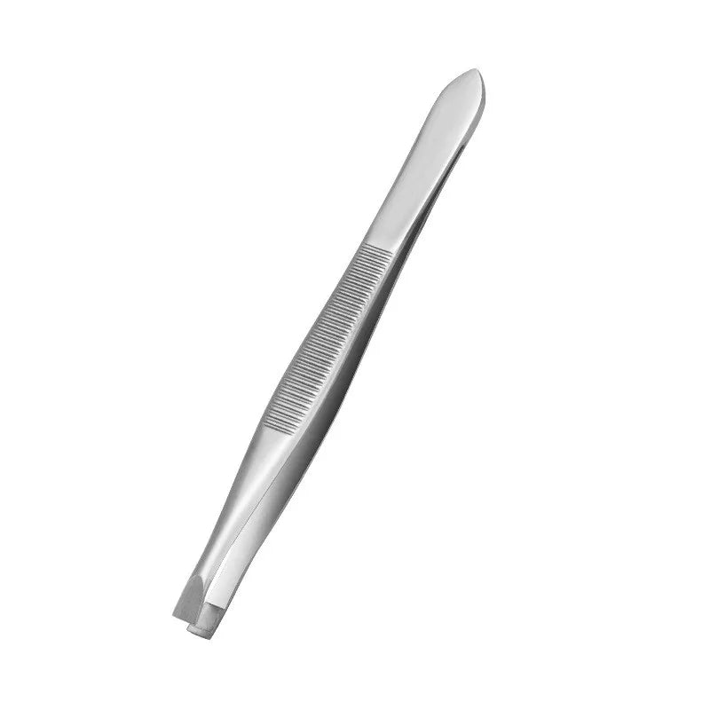 Stainless Steel Eyebrow Tweezers – Slant & Flat Tip