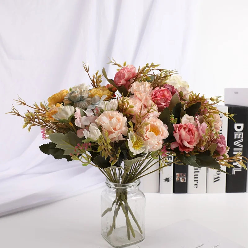 Silk Artificial Rose Bouquet for Wedding & Home Décor