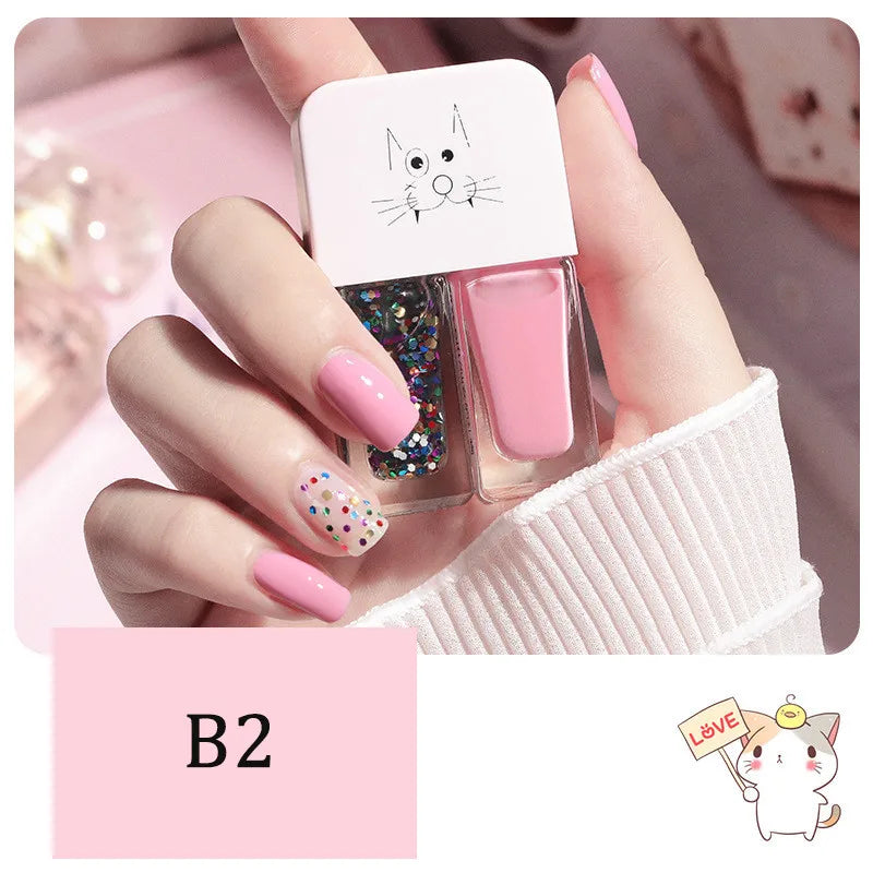2-in-1 Candy Color Nail Polish | Quick Dry Waterproof Water-Based