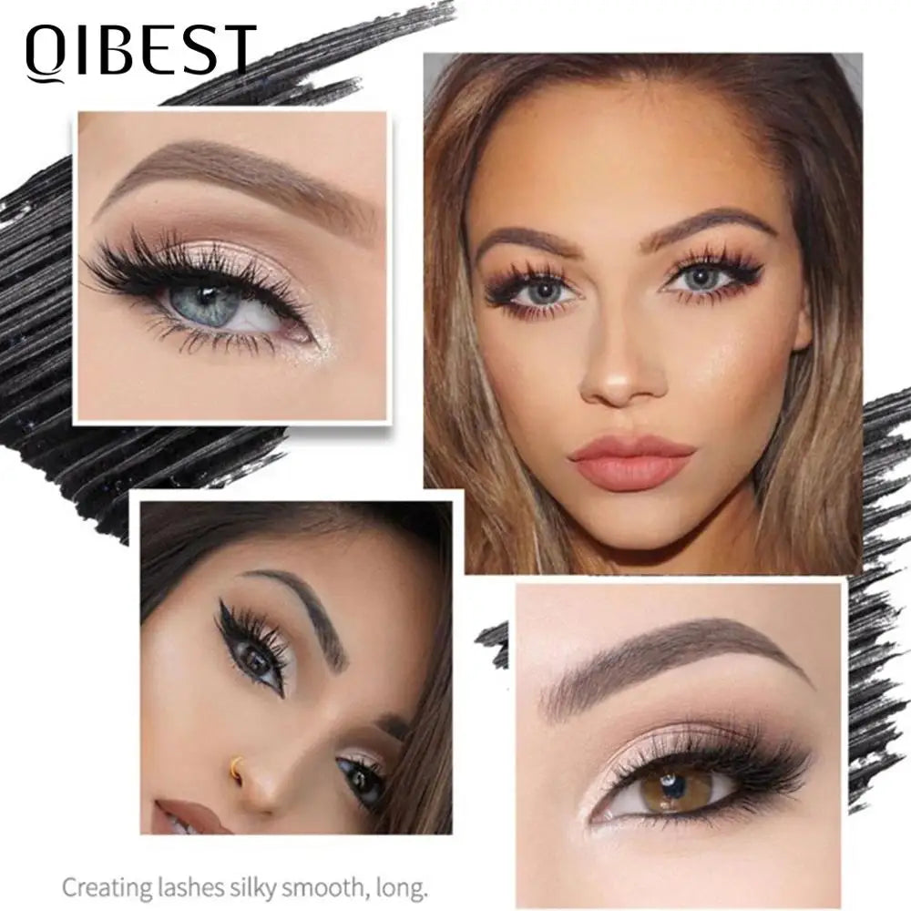 QIBEST Makeup Black Mascara 4D Curling Thick Mascara Volume Eyelash Extension Make up Waterproof Lengthening Eyes Cosmetics Peaceful Pleasures Health and Wellness