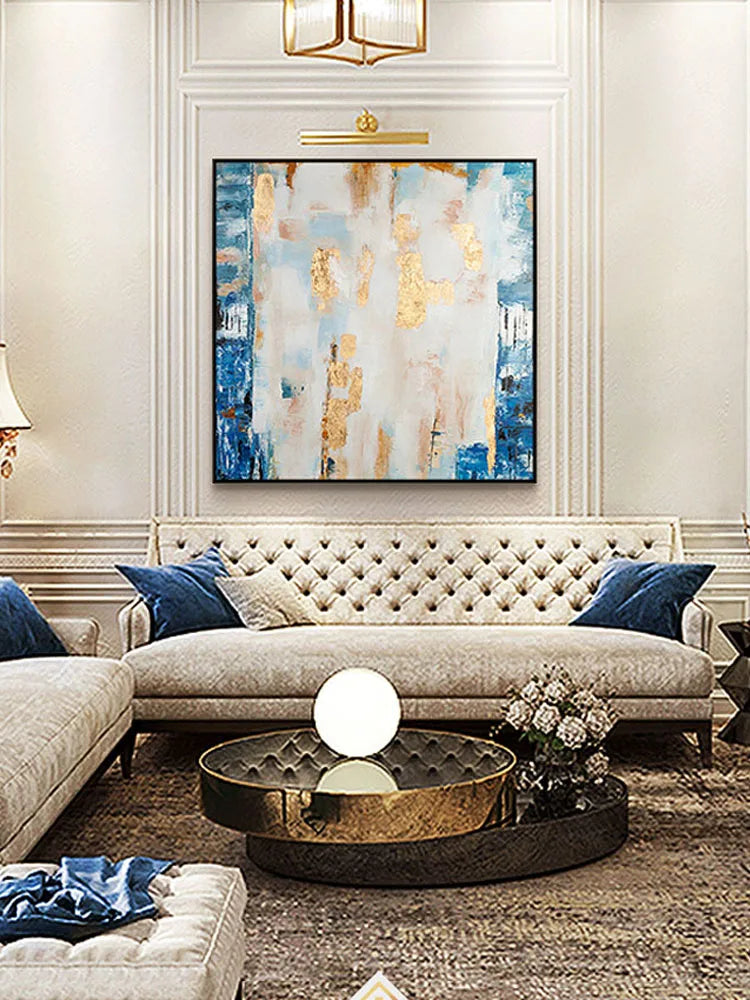 Abstract Gold Foil Handmade Canvas Oil Painting Non-toxic Acrylic Pigment For The Artistic Decoration Of Hotel Living Room Walls Peaceful Pleasures Health and Wellness