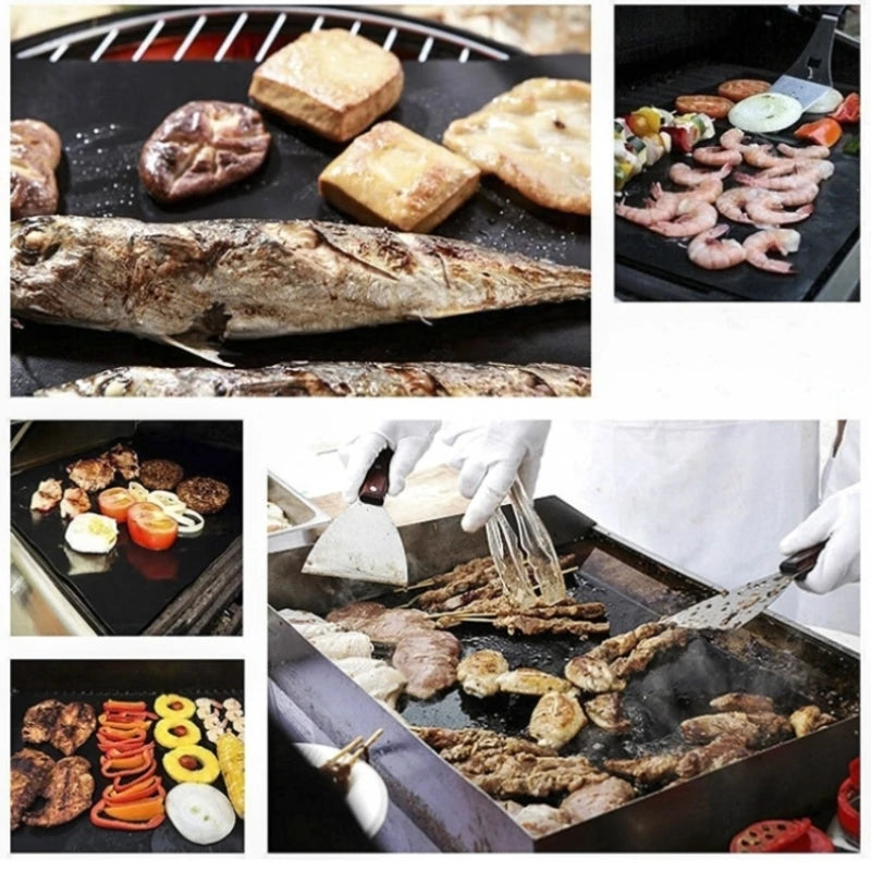 PTFE Non-Stick BBQ Grill Mat – 40×30cm Reusable Baking Liner, Heat Resistant to 400°C, Dishwasher Safe