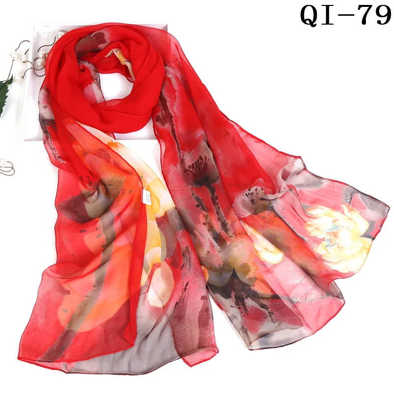 Multiple Lotus Leaf Flower Chiffon Georgette Bandana Scarf Women
