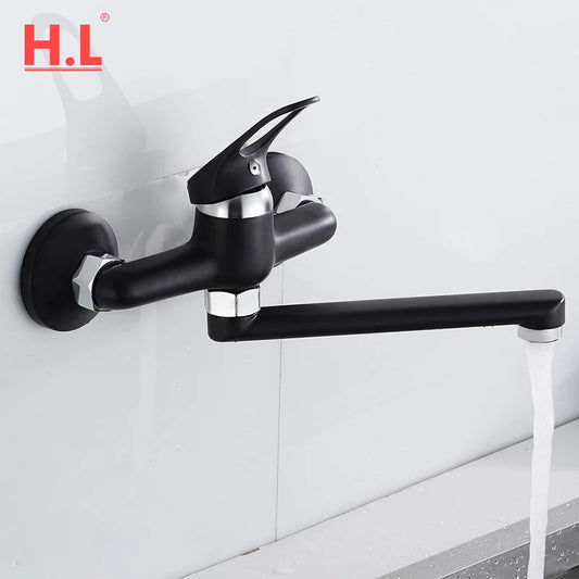 AOGUTU Wall Mounted Single Handle Kitchen Faucet Hot Cold Mixer Wall Mount Faucet Peaceful Pleasures Health and Wellness