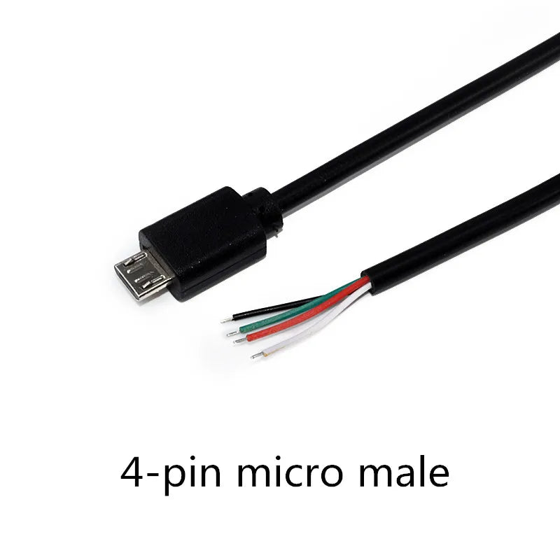 1pcs Micro USB 2.0 Female Jack Android Interface 4 Core 2 Core Male Female Power Data Charge Cable Cord Connector 30CM Cable Peaceful Pleasures Health and Wellness 4pin micro male