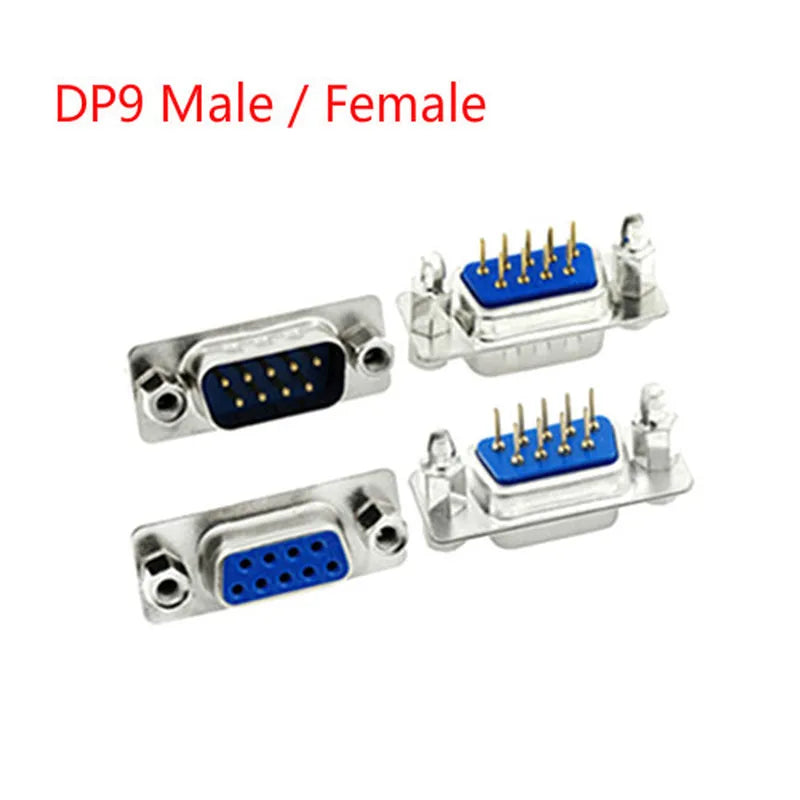 10Pcs Male/Female Blue Straight Pin DB9 D-sub PCB Mount RS232 Serial Port Connector Socket With Screw Nuts Peaceful Pleasures Health and Wellness