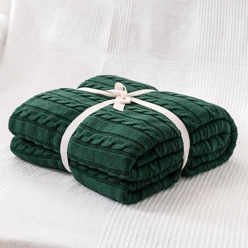 Battilo 100% Cotton Cable Knit Throw Blanket | Sofa & Bed
