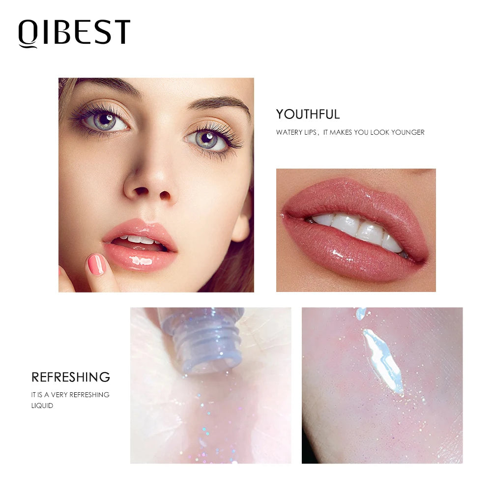 QIBEST Moisturizer Plumper Lip Gloss Long Lasting Transparent Lipgloss Base Watery Luster Glossy Lip Tint Waterproof Lips Makeup Peaceful Pleasures Health and Wellness