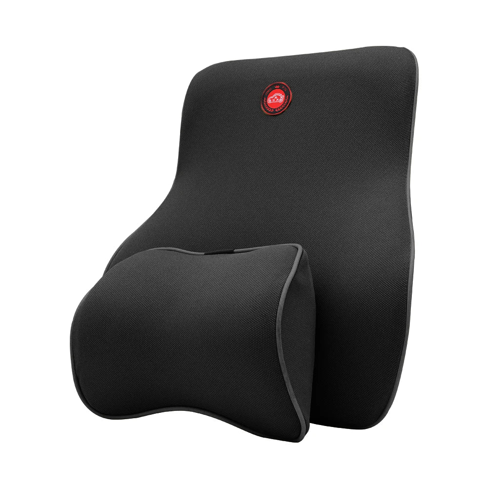 Memory Foam Car Neck Pillow & Lumbar Back Support Set | 3D Cervical & Spine Support – Breathable, Adjustable