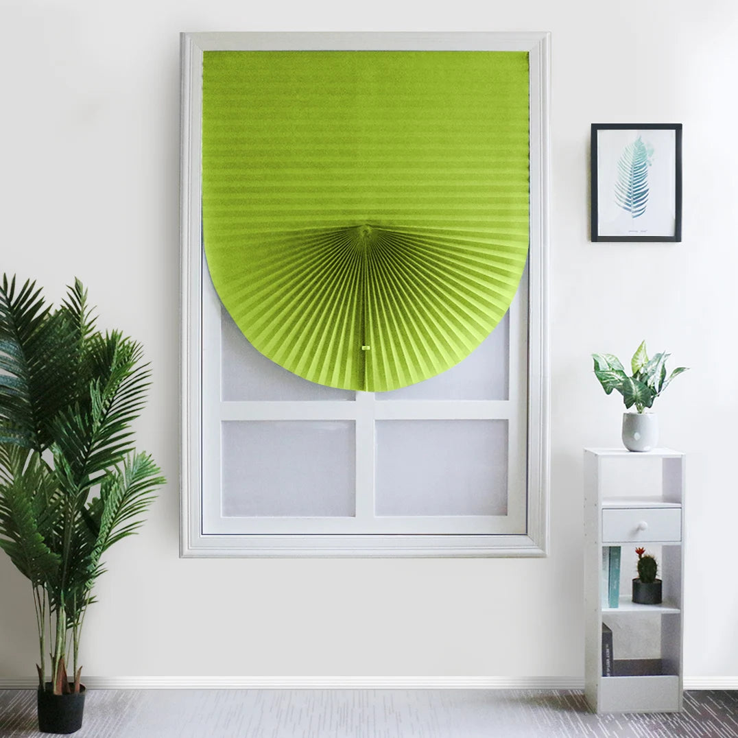Pleated Window Shade Adhesive Blinds Light Blocking Fabric Shade Half blackout For Window Door Zebra Roman Curtain Temporary Peaceful Pleasures Health and Wellness Blinds Green 90W x 150cm L