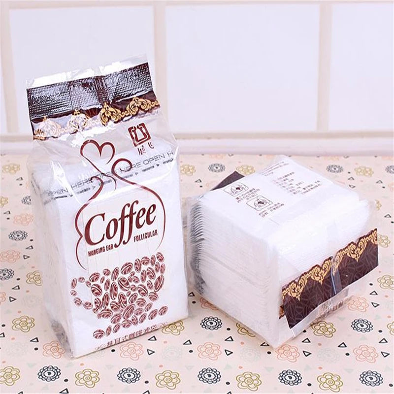 50pcs/100pcs Pack Drip Coffee Filter Bag Portable Hanging Ear Style Coffee Filters Paper Home Office Travel Brew Coffee Bolsas