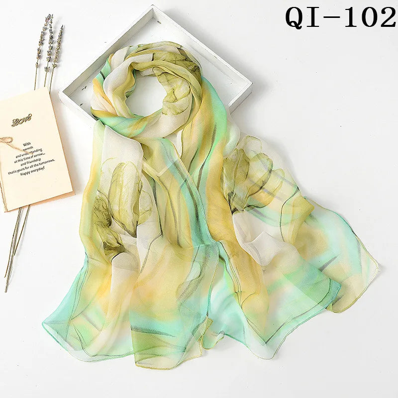 Multiple Lotus Leaf Flower Chiffon Georgette Bandana Scarf Women