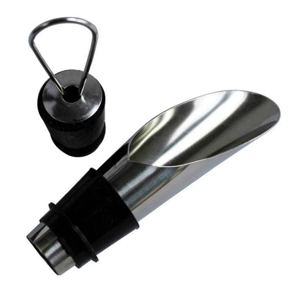 4Pcs 2 In 1 Splendid Wine Stopper Red Wine Pouring Tool Stainless Steel Wine Bottle Stoppers Funnel Pourer Wine Bottle Pourer Peaceful Pleasures Health and Wellness