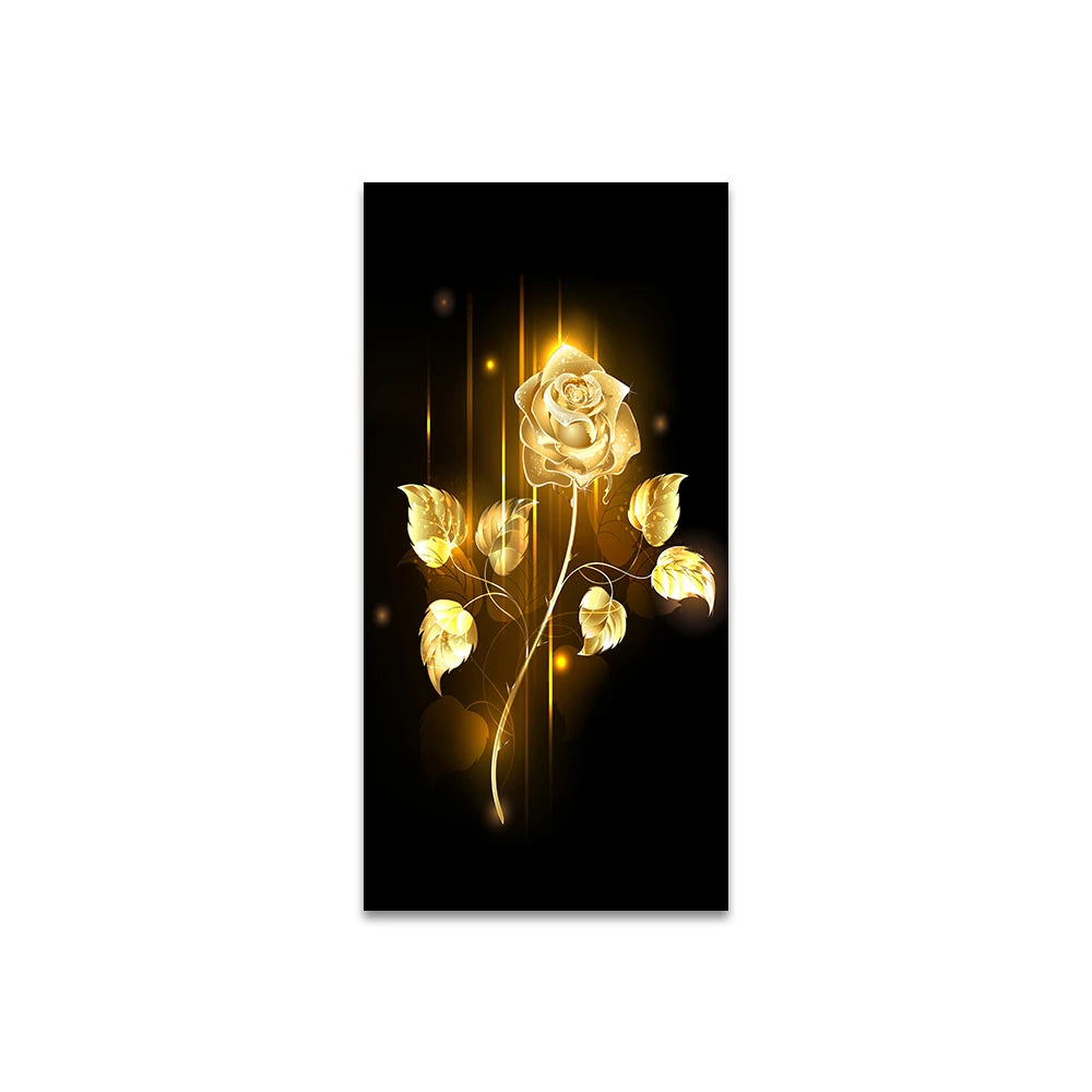 Abstract Golden Leaves and Flower Tree Oil Painting on Canvas Posters and Prints Wall Art Pictures for Living Room Cuadros Decor Peaceful Pleasures Health and Wellness QP10194 custom size