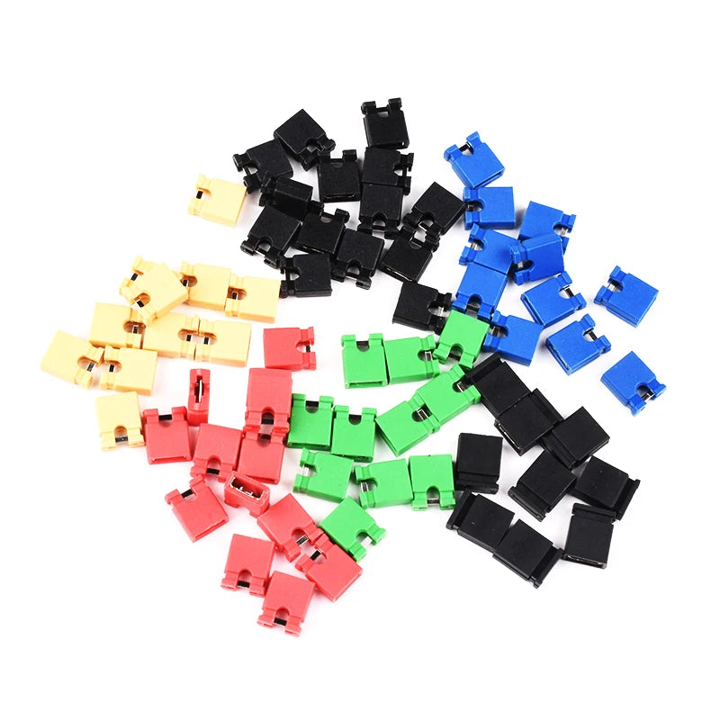 200PCS/Box 2.54mm Pitch Short / Long Jumper Cap Pin Header Connector Short-circuit Cap Black Yellow Green Red Blue Peaceful Pleasures Health and Wellness