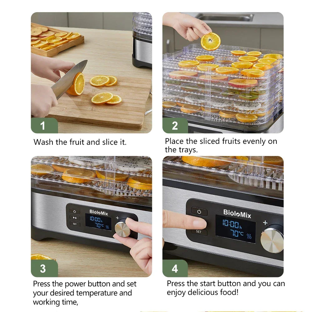 BioloMix Food Dehydrator – 5 BPA-Free Trays, Digital Timer & Temp Control Peaceful Pleasures Health and Wellness