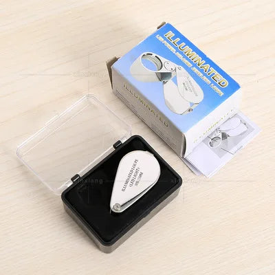 30X Metal Frame Optical Lens HD Jewelry Jade Antique Led Folding Magnifying Glass with Light Peaceful Pleasures Health and Wellness