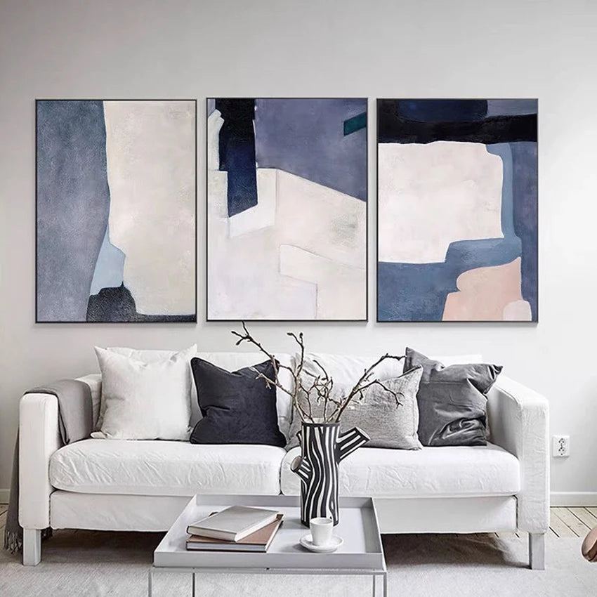 NEW Interior Decor 3 Panel Wall Art Picture For Home Hand Painted Acrylic Oil Canvas Poster Living Room Sofa Pop Hanging Drawing Peaceful Pleasures Health and Wellness
