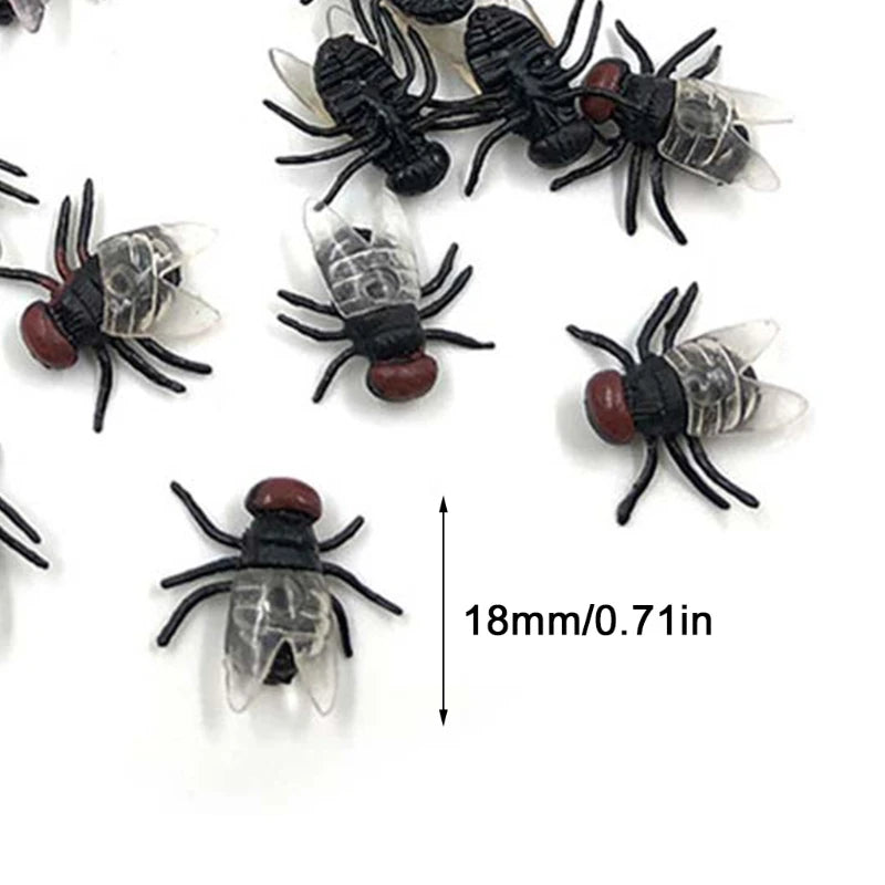 100 Pcs Fake Flies Plastic Bug Prank Toys | Halloween Party
