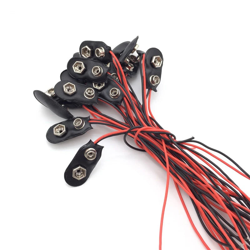 100PCS 9V Volt Battery Snap Connector Clip with Lead Wire 150MM Cable Peaceful Pleasures Health and Wellness