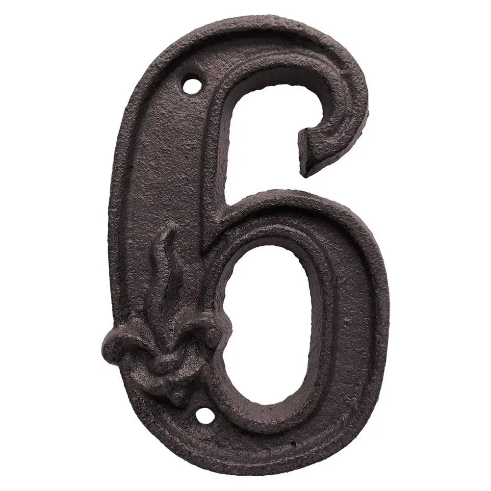 Unique House Number Cast Iron Metal Antique Doorplate Address Numbers Apartment Street Address Plaque Decor Attractive Peaceful Pleasures Health and Wellness 6 China Mainland