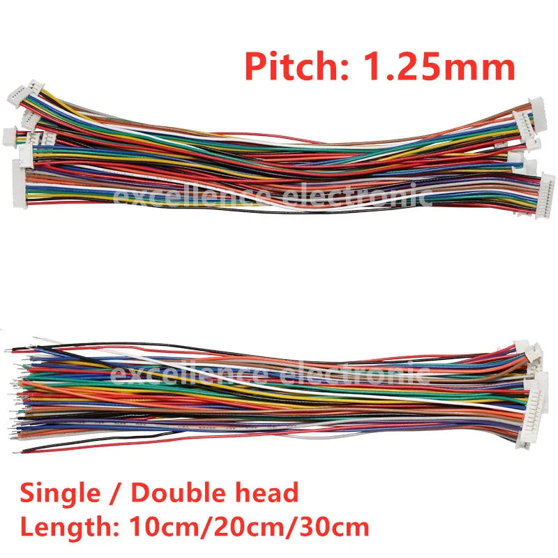 10PCS Mini Micro JST 1.25 2/3/4/5/6/7/8/9/10 Pin Female Plug Connector with Wire 1.25MM 10cm 15cm 20cm Single/double Head Tinned Peaceful Pleasures Health and Wellness length 10cm 4P 1.25MM Single head