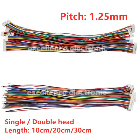 10PCS Mini Micro JST 1.25 2/3/4/5/6/7/8/9/10 Pin Female Plug Connector with Wire 1.25MM 10cm 15cm 20cm Single/double Head Tinned Peaceful Pleasures Health and Wellness length 10cm 4P 1.25MM Single head