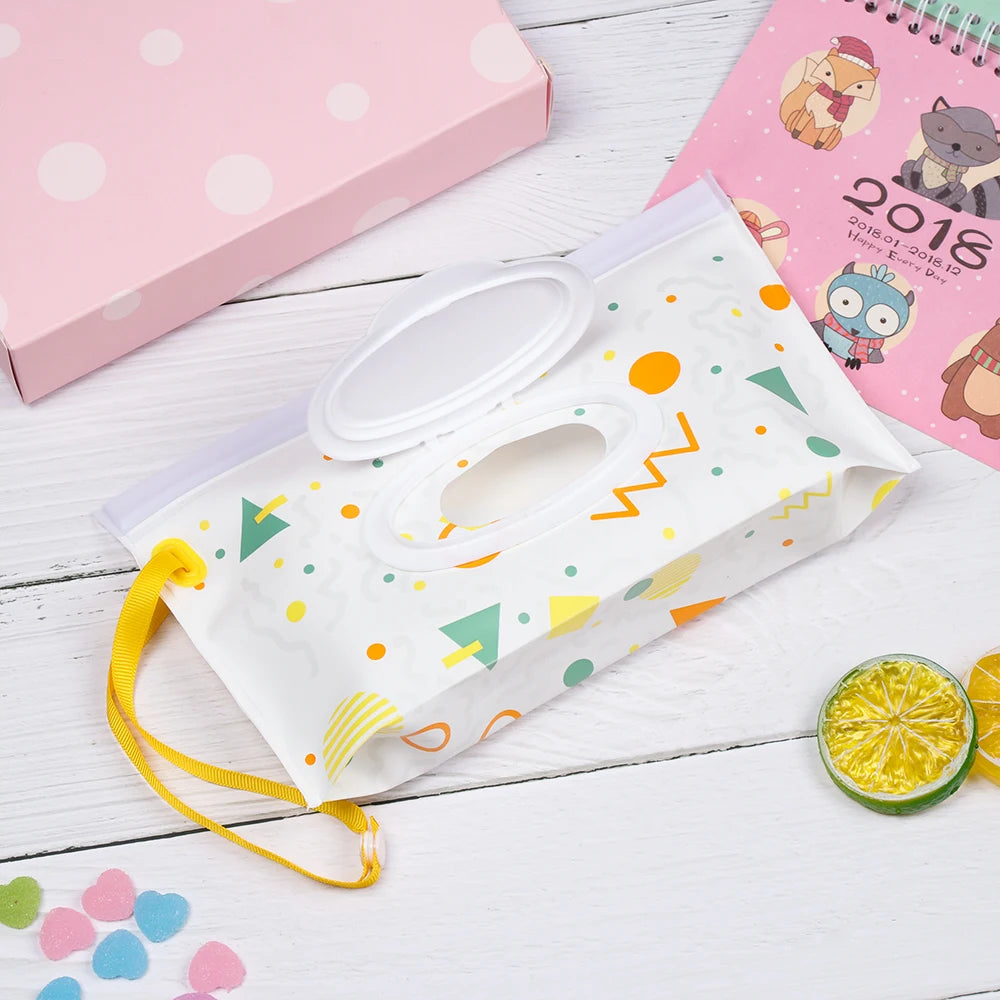 Baby Wet Wipes Carrying Case Pouch with Snap-Strap | Stroller