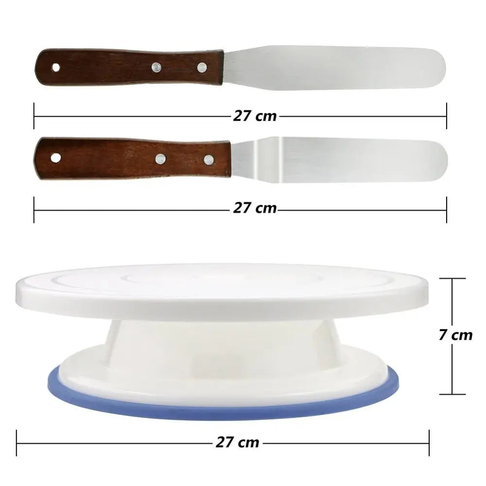 8-Piece Cake Turntable Decorating Set | Rotating Stand, Adjustable Mousse Rings, Spatulas & Scrapers