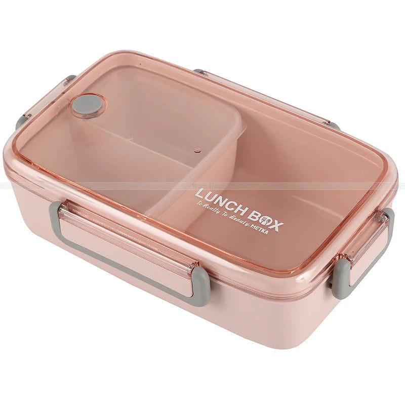 Brown/Green/Pink Lunch Box Bamboo Fiber Material Portable Bento Box Microwaveble Food Storage Container For Office Children Peaceful Pleasures Health and Wellness Pink 23cmx15cmx7cm