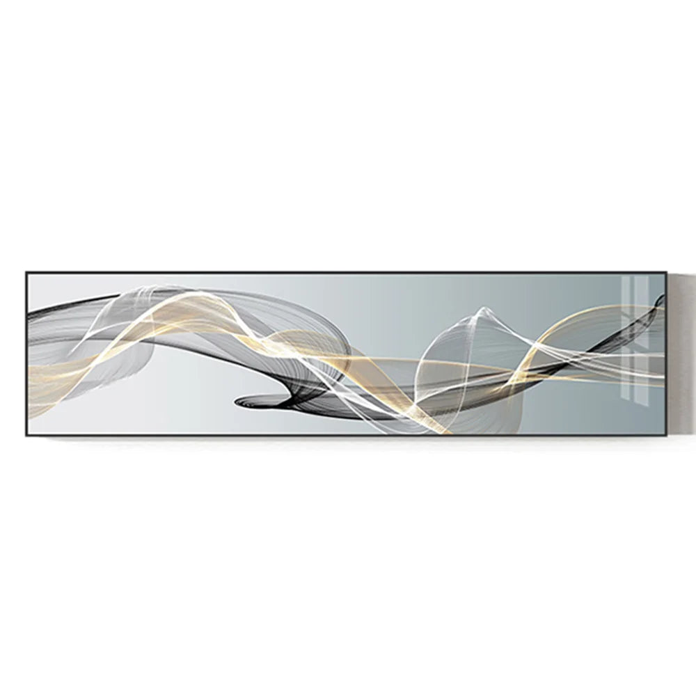 Modern Abstract Lines Canvas Painting Posters and Prints Nordic Wall Art Picture for Living Room Bedroom Luxury Home Decoration Peaceful Pleasures Health and Wellness 70x280cm No Frame QP10164
